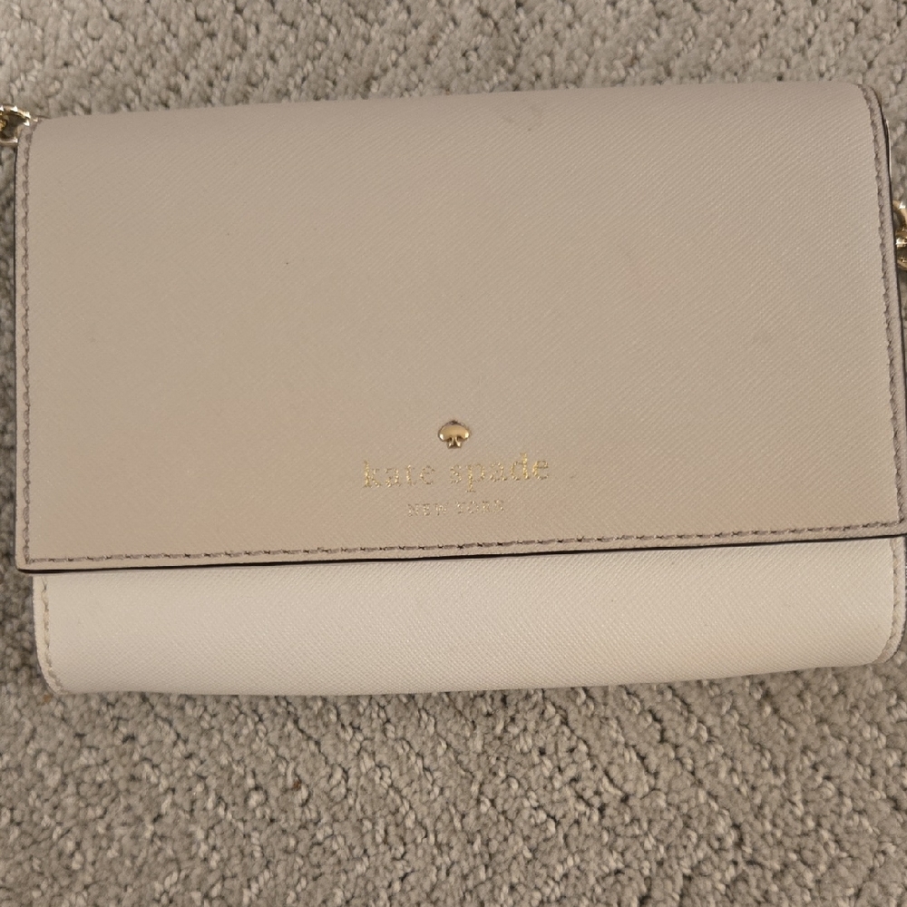 Kate Spade Cream Crossbody Bag with Gold Emblem